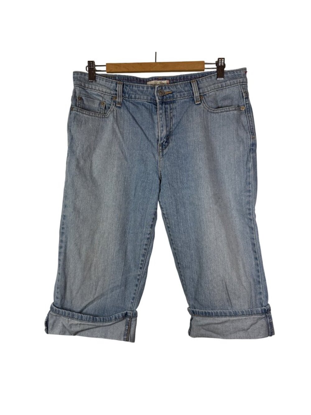 Levi's 515 Size 14 Light Wash Denim Capri Jeans Mid-Rise Stretch Minimalist
